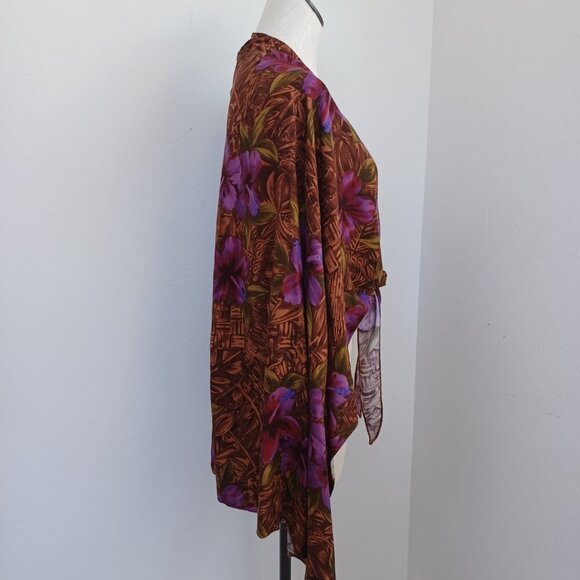 Hilo Hattie Wrap Cover Up Hawaiian Tropical Print Tie Front Womens One Size - Picture 9 of 14